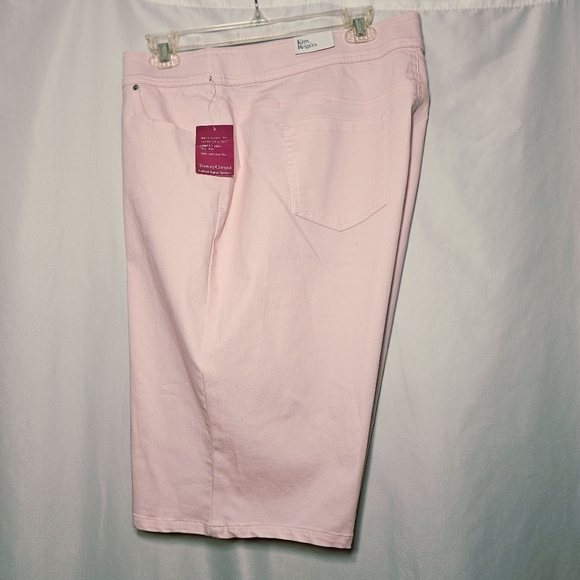 Kim Rogers Womens Pink Cotton Stretch Pull-on Bermuda Shorts 20W - Picture 3 of 7